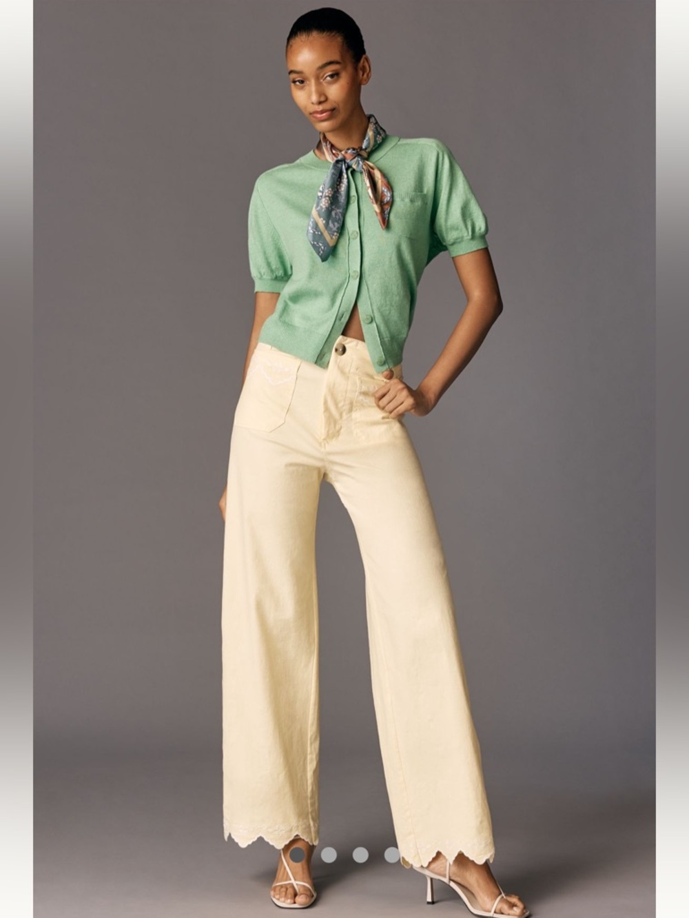 NWT The Colette Lace Trim Full-Length Wide-Leg Pants by Maeve